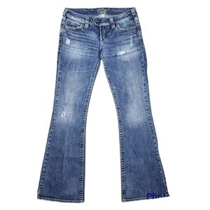 SILVER "Tuesday Flap" Distressed Low Rise Jeans Size 27